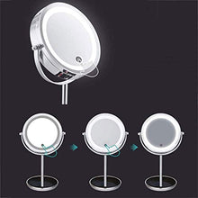 AJH Specchio per Trucco a LED Portatile, Illuminato con Specchio cosmetico a LED Leggero, Specchio ingranditore 5X Specchi per Barba bilaterali