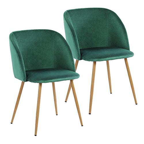 IPOTIUS Set di 2 Sedie Sala da Pranzo in Velluto Moderne Poltroncine da Cucina, per Soggiorno Camera da Letto Tavolo da Trucco,Seduta Imbottiti e Gambe in Metallo,Verde Scuro