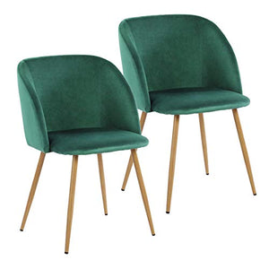IPOTIUS Set di 2 Sedie Sala da Pranzo in Velluto Moderne Poltroncine da Cucina, per Soggiorno Camera da Letto Tavolo da Trucco,Seduta Imbottiti e Gambe in Metallo,Verde Scuro