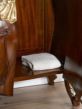 Simone Guarracino Luxury Design Comò e specchio Anderson stile Barocco Inglese arredo bagno bombato noce e foglia oro marmo crema pomelli Crystal Sw