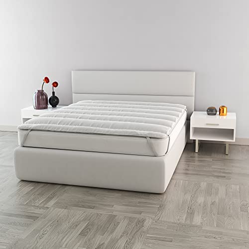 Italian Bed Linen Topper Matrimoniale, Microfibra, Bianco