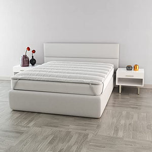 Italian Bed Linen Topper Matrimoniale, Microfibra, Bianco