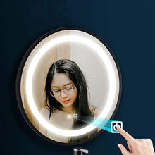 Bathroom mirror Specchio Rotondo da Parete per Bagno, Specchiera da Trucco con Cornice Nera, con Specchio Retroilluminato a LED | Luce Bianca | Defog | Smart Dual Touch (80 cm * 80 cm)