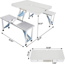 Tavolo da picnic all'aperto Sedia da tavola da campeggio pieghevole portatile Set con 4 posti e ombrellone Tavolo da picnic alluminio per campeggio all'aperto Escursionismo Beach BBQ Party Bbq Party T