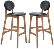 LWW Sgabelli, Set di 2 Dining Chair in legno Sgabello Vintage Rustic Kitchen Bar Sgabelli poggiapiedi cuscino del sedile del contatore Sgabello lino moderna con schienale alto,Beige,SeatHeight65cm