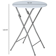 BAKAJI Tavolino Bistrot in Metallo per Esterno Pieghevole Diametro 60 cm Altezza 110 cm Tavolo Alto Piano Rotondo in MDF per Bar Casa Giardino Ristorante Colore Grigio