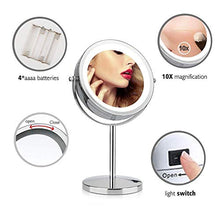 BD.Y Specchi per Trucco 17 LED Specchio di cortesia a Specchio 10X Specchio cosmetico Regolabile da 7 Pollici con Specchio cosmetico a Doppia Faccia
