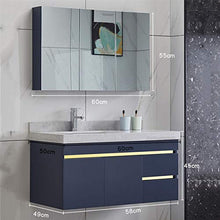 NgMik Cabinet Specchio Lavabo Bagno in Legno Multistrato Bagno in Legno Bagno Bagno Combinazione Marmo Taichung Basin Facile da Pulire (Color : Blue, Size : 50x60x45cm)