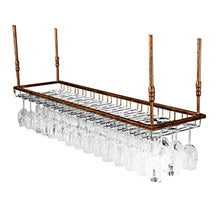 KDMB Porta Bicchieri, portabottiglie da Vino sospeso a soffitto Portabottiglie in Metallo per Bicchieri da Vino Marrone, Dimensioni: L90 * L35cm