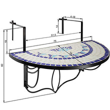 TecTake 800570 Tavolino da Balcone, Mosaico a Ribalta, Piano del Tavolo, in Mosaico di Pietra, Stabile Costruzione - Disponibile in Diversi Colori (Blu-Bianco | No. 402766)