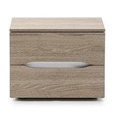 VS Venta-stock Comodino Vienna 2 Cassetti Color Legno, Guide in Metallo, 53,8 cm x 33,9 cm x 42,5 cm