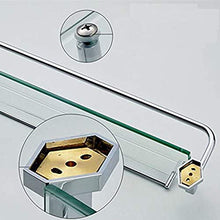 Mensola in Vetro Temperato Mensola da Bagno Quadrata con Portasciugamani e Binario a Parete Superficie in Rame Placcato Cromato Doccia Caddy Organizer Bath