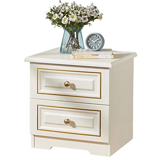 Comodino Semplice e Moderno Camera da Letto nordica 2 Strati Bianco Semplice Armadio di stoccaggio Pieno carico 300 kg-35x40x48 cm FANJIANI