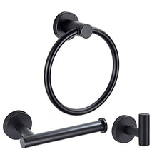 HEMOTON 3 Pezzi Portasciugamani in Acciaio Inox Set Portasciugamani Portasciugamani Porta Carta Igienica con Gancio per Accappatoio Portasciugamani Bagno Set Hardware da Bagno Nero