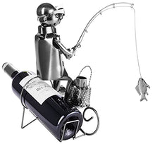 Brubaker Portabottiglie per Vino Pescatore - Deco-Oggetto in Metallo - con Biglietto di Auguri per Regalo Vino