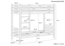 Erst-Holz Solido Letto a Castello in Pino Anche per Adulti 90x200 con doghe rigide 60.16-09