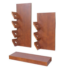 Set 2x portabottiglie e mensola Mons T876 legno eucalipto per 7 bottiglie