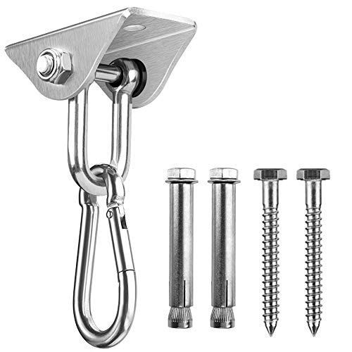 KKTICK - Ganci a sospensione per soffitto, in acciaio inox SUS304 con rotazione a 180°, con viti, per appendere amaca yoga, dondolo, sacco da boxe ecc.
