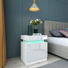 Moolo Comodino Coloful LED Lampada da Comodino da Comodino Grande capacità di Stoccaggio con 2 Cassetti per Camera da Letto 110V