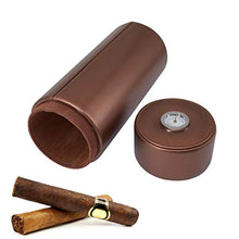 Tauzveok Portable Cigar Humidor Bagagli A Mano Pot Legno di Cedro per La Corsa Humidor con Igrometro A 5 Bastoni Cuoio Cigar Box di Stoccaggio,Marrone