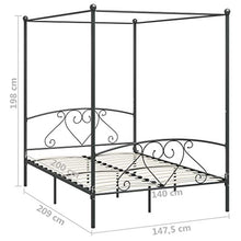 SKM Letto a Baldacchino Grigio in Metallo 140x200 cm (25kg)
