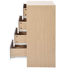 XXCQ Comodino, cassettiera, cassettiera, mobili da camera da letto in rovere per 4 cassetti con maniglie e guide in metallo, unico piano posteriore fisso bianco
