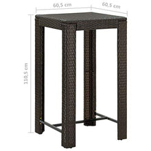 FAMIROSA Tavolo da Bar da Giardino Marrone 60,5x60,5x110,5 cm Polyrattan
