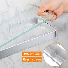Kinlo - Mensole da bagno e mensole senza fori, in vetro temprato, autoadesive, in alluminio, da appendere alla parete, per cucina, bagno, doccia, colore: Argento 25 cm