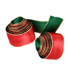 Garneck Confezione da 2 Pezzi Nastro Decorativo Natalizio Nastro di Seta per Decorazioni Natalizie Uso 3 8 cm 15 g (Verde Rosso)