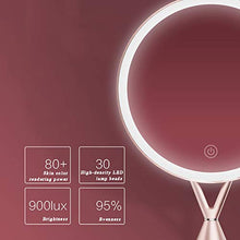 OMLTER Specchio Trucco con Rimovibile 5X Lente d'Ingrandimento, Portatile Pieghevole Desktop Bellezza Specchio con LED Luce, Ricaricabile Specchio Trucco per Dormitorio, Bagno, Hotel