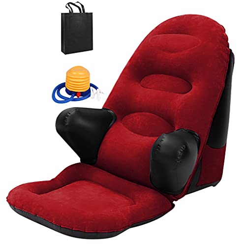 AAADRESSES Divano Gioco per Sedia Esterno Gonfiabile, Divano Riposo a Letto, Cuscino Schienale a Cuneo Letto, Supporto Ergonomico per Schiena, per Leggere o Meditare,Rosso