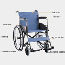 Sedia A Rotelle con Telaio in Tubo d'Acciaio, Sedia A Rotelle Manuale, Disabili, Famiglia di Anziani, Assistenza Medica, Pieghevole, Blu A