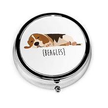 Scatola rotonda per medicina portatile, mini pillole in metallo, dispenser per pillole, borsa da tasca, regalo da viaggio, beagles