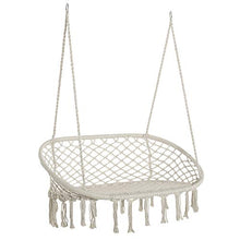 Outsunny Amaca a Dondolo da Giardino e Casa a 2 Posti, Telaio Metallo e Seduta Cotone 130x75x40cm, Bianco Crema
