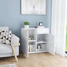 XHCP Credenza, Comodino, Comodino, cassettiera per la casa Soggiorno Camera da Letto Bianco Lucido 80x36x75 cm truciolare