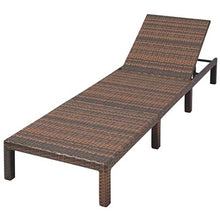 Tidyard Lettini da Giardino, Lettino Prendisole Regolabile con Cuscino in Polirattan Marrone
