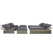 Festnight 15 Pz Set Salotto Sdraio Prendisole Mobili Prendisole da Sole Reclinabile con Cuscini Grigi da Giardino/Patio/Piscina all'Aperto da EsterniEsterni Polirattan Grigio