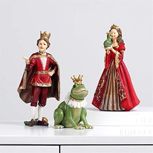 SDHUA Cartoon Anime Scultura Rana Principe Principessa Decor Fata Resina Statua Artigianato Arredamento Casa Soggiorno Arredamento Camera dei Bambini