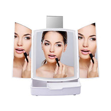 Specchio illuminato, specchio cosmetico con luci a LED e trucco, regolabile touch screen illuminato specchio trucco tri-pieghevole tavolo da lavoro controsoffitto specchio cosmetico