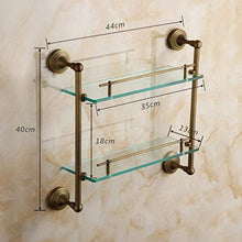 HYYDP Parete Porta Salviette Creativo Vintage Bagno in Ottone a Parete con Doppi vetri Rack Bagno Cosmetici Ciondolo Hardware Rack