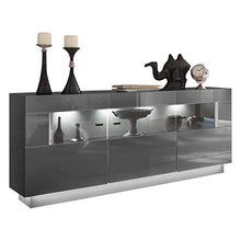 Homeface DENIRA 084-03 - Mobile alto per soggiorno, cassettiera e parte frontale: MDF lucido/antracite/3 porte, 8 scomparti chiusi, 1 scomparto in vetro (L x A x P) 160 x 85 x 43 cm, senza illuminazione a LED, senza decorazione