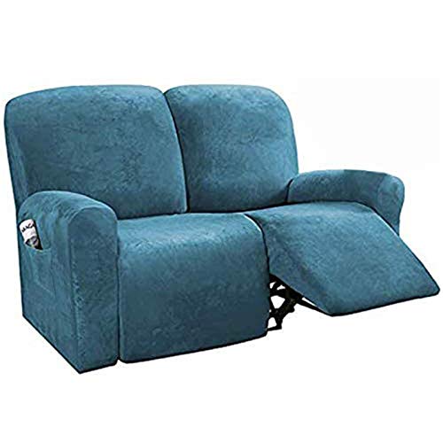 GYHH Fodere per Sedie Reclinabili-Divano in Velluto Copri Divano, High Stretch Furniture Protector Cover per Reclinatore Set 6-Pezzi (Peacock Blue)