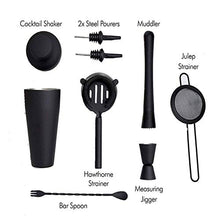 Wenzhihua Set di Miscelazione per Cocktail Set di Cocktail, Set di Cocktail, Set di Cocktail in Acciaio Inox Nero Opaco 11 Pezzi Parigino, Strumento BarStrumento A Barre