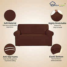 Greatime Stretch Fodera Divano Sofa Cover mobili Protector Divano Scudo Morbido Divano con Fondo Elastico Antiscivolo Schiuma Kids, Poliestere Spandex Tessuto Jacquard Quadretti Sedia caffè
