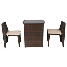 Set Tavolino e 2 Sedie da Giardino in Rattan Marrone