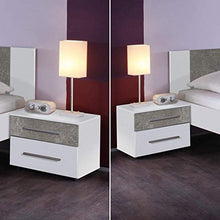 Stella Trading Martina Effetto Moderno Comodino con Due cassetti per Il Vostro Letto, Bianco/Cemento, Nachtkommode