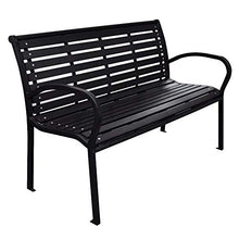 EBTOOLS - Panca da giardino a 3 posti, per esterni deluxe, resistente alla corrosione, in legno, con struttura in acciaio, struttura solida per parcheggio, giardino, 124,5 x 61 x 81 cm