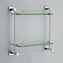 ZLININ Y-longhair Mensola da bagno a 2 strati in vetro, porta trucco a parete per il bagno, con portasciugamani in rame, cromato 3 misure