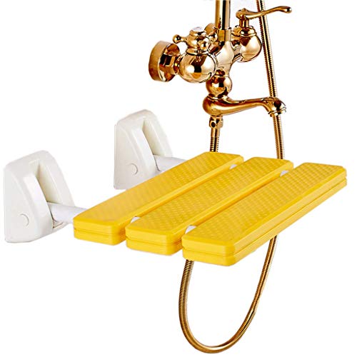 LYLSXY Sgabelli da Bagno, Pieghevole Doccia Sedile Sedile Sgabello a Muro Sgabello, Carico per Impieghi Gravosi Di 440 Libbre, Nylon Antiscivolo in Acciaio Inox,Giallo