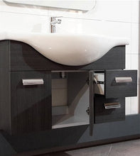 Mobile bagno sospeso moderno Rovereto grigio scuro, misura cm 85, lavabo integrale